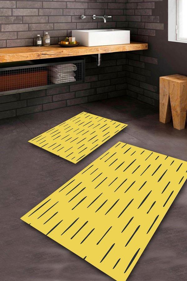  Sarı  Kaymaz Taban  Banyo Paspas Takımı  BPS-7490 - Image 1