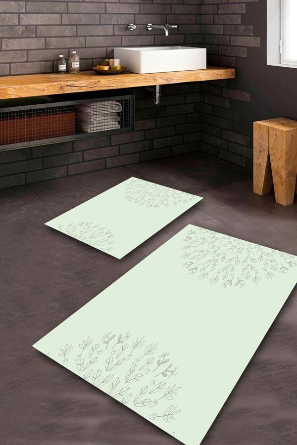  AçıkYeşil  Kaymaz Taban  Banyo Paspas Takımı  BPS-5689 - Image 1
