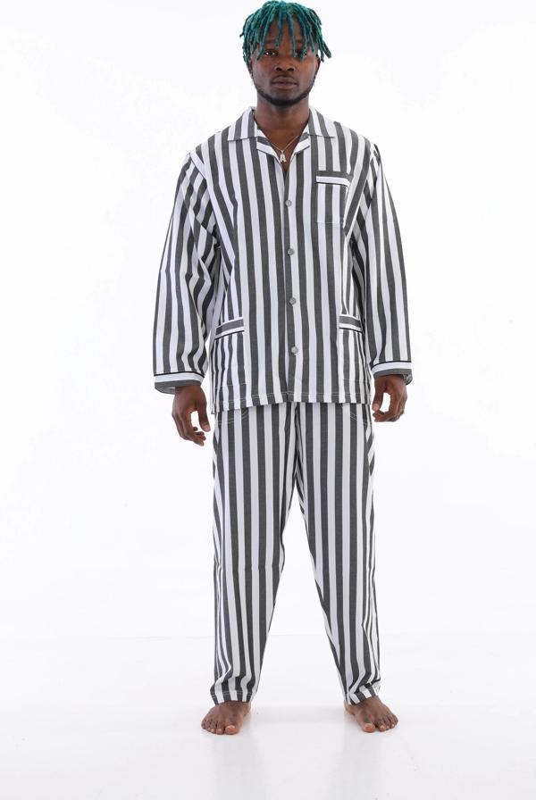 Uzun Kol Çizgili Gaffur Erkek Pijama Takım - Image 1