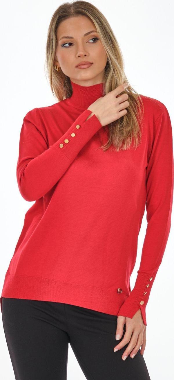 Vedi Minimalist Boğazlı Uzun Kol Kadın Kazak - Günlük Kombinleriniz İçin İdeal - Image 1