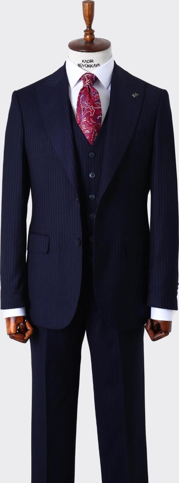 Slim Fit Yelekli Erkek Takım Elbise - Şık ve Rahat Viskon Karışımlı-KAW1049S - Image 1