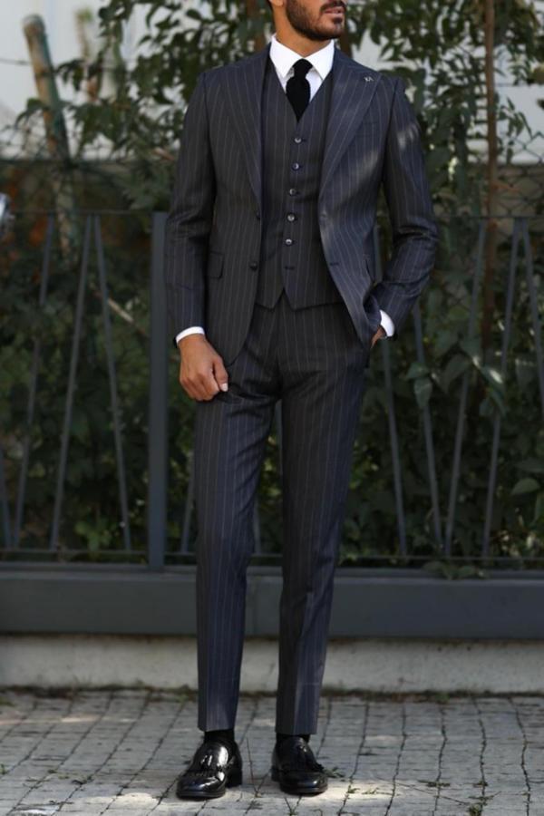 İş ve Günlük Kullanım İçin Erkek Yelekli Takım Elbise-KAV1048W - Image 1