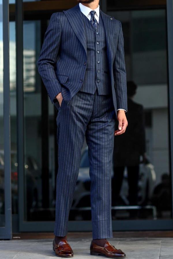 Rahat ve Şık Kesim Erkek Yelekli Takım Elbise-KAV1063W - Image 1