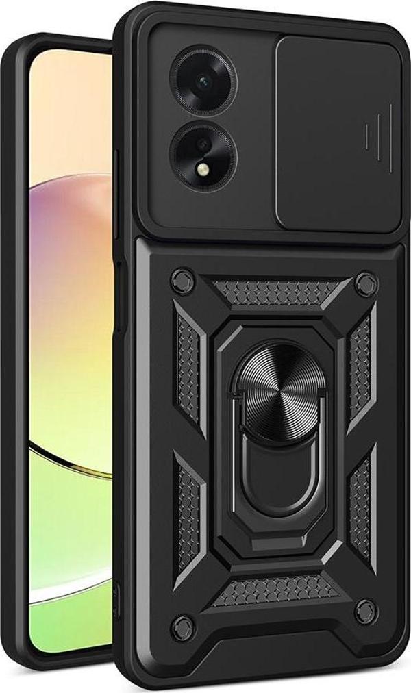 Oppo A38 Uyumlu Kamera Koruma Sürgülü Standlı Tank Kılıf - Image 1