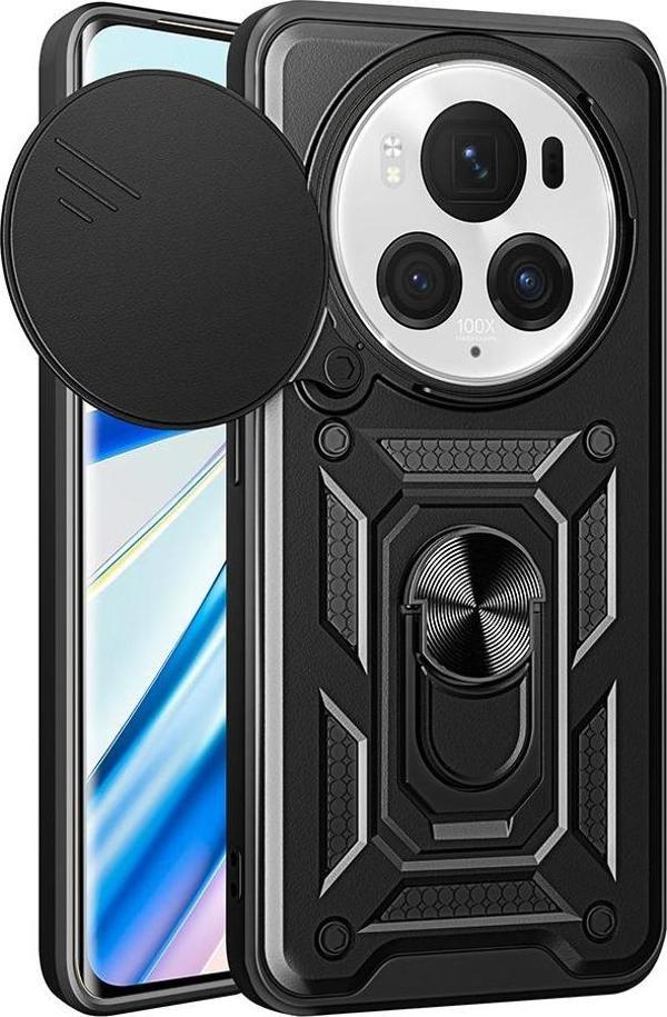 Honor Magic 6 Pro Uyumlu Kamera Koruma Sürgülü Standlı Tank Kılıf - Image 1
