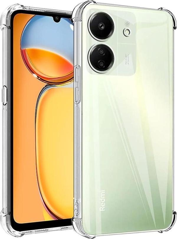 Xiaomi Redmi 13C Uyumlu Darbe Önleyici Sararmaya Dayanıklı Airbag Korumalı Ultra Slim TPU Şeffaf Silikon Kılıf - Image 1