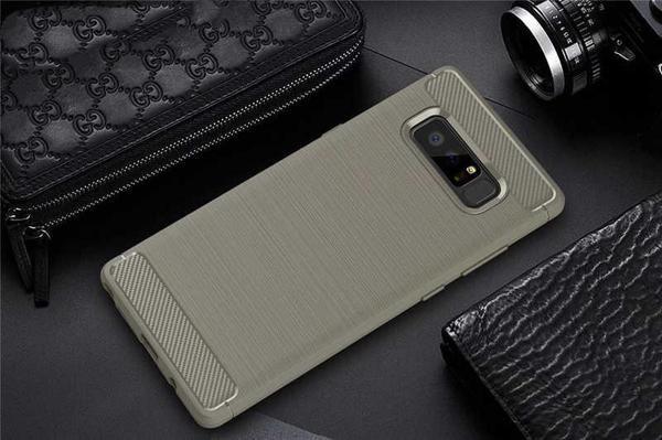Samsung Galaxy Note 8 ile Uyumlu Kamera Korumalı Darbe Önleyici Carbon Brushed Silikon Kılıf - Image 1