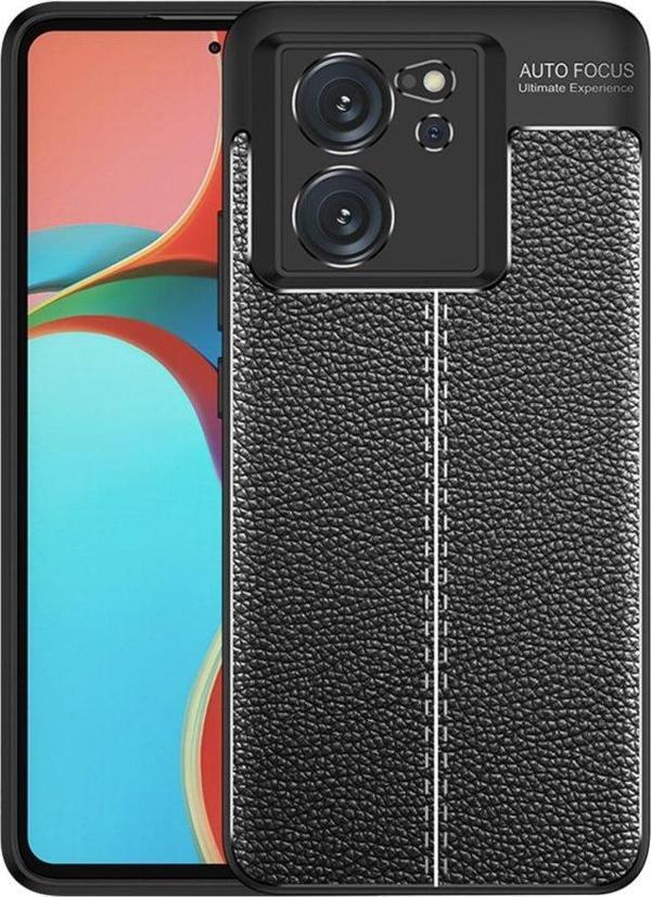 Xiaomi Mi 13T Uyumlu Kamera Korumalı Deri Görünümlü Silikon Kılıf - Image 1