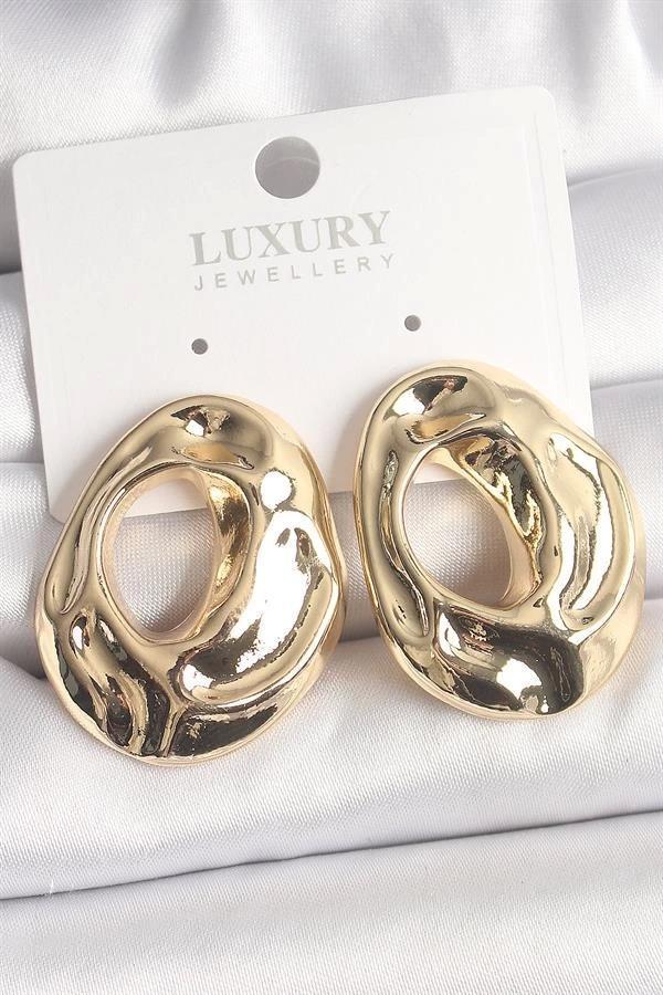 Pirinç Gold Renk Kemik Halka Model Kadın Küpe - Image 1