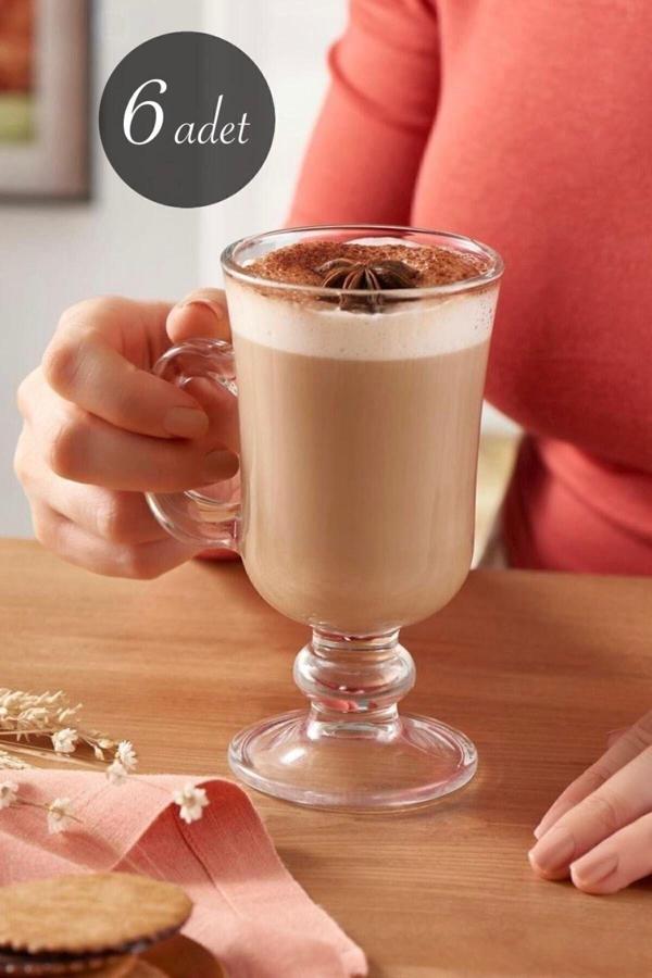 Irish Coffee 6 Adet Kulplu Latte Cappucino,filtre Kahve,mocha,nescafe,americano,espreso Bardağı. - Image 1