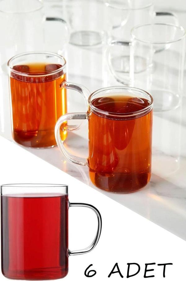 6 Adet Borosilikat Isıya Dayanıklı Termisil Cam Kupa, Çay Kahve Bardağı 200ml - Image 1