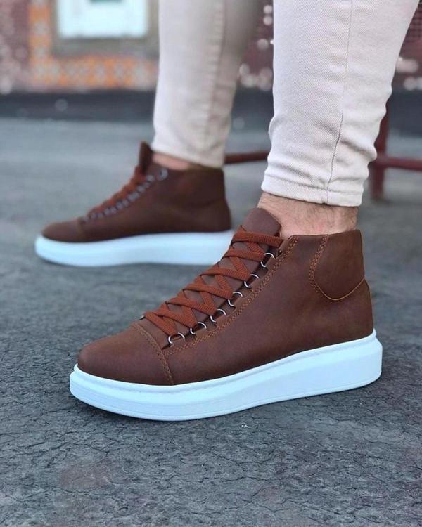 Taba Bağcıklı Sneakers  Yarım Bilek Bot - Image 1