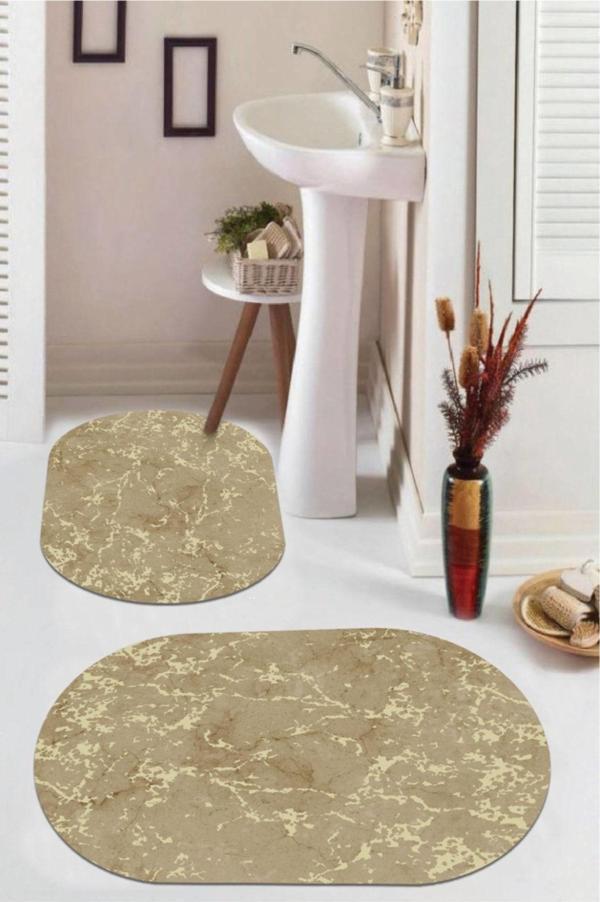 Vizon  Kaymaz Taban Retro Oval Banyo Paspas Takım  BB-107 - Image 1