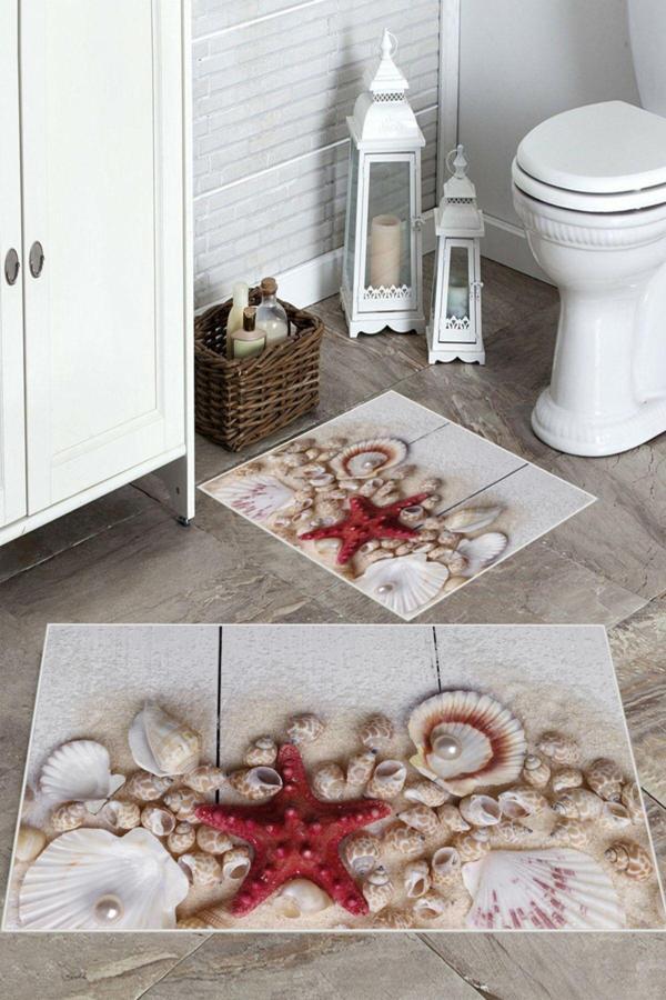 Multi  Kaymaz Taban DenizYıldız Tema Banyo Paspas  BP-5 - Image 1