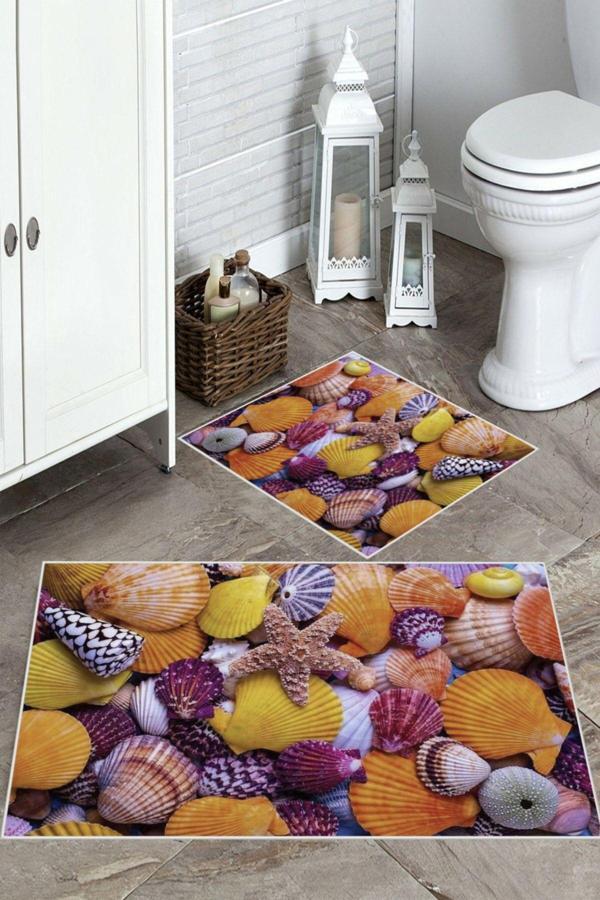 Multi  Kaymaz Taban Deniz Taş Tema Banyo Paspas  BP-19 - Image 1