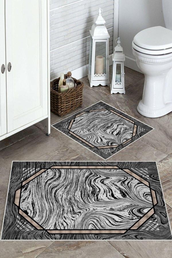 Siyah-Beyaz  Kaymaz Taban  Banyo Paspası  C-2085 - Image 1