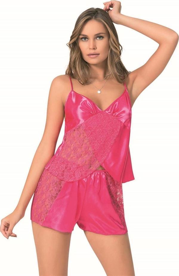 Miss Fuşya Saten Babydoll Şort Takımı - Image 1