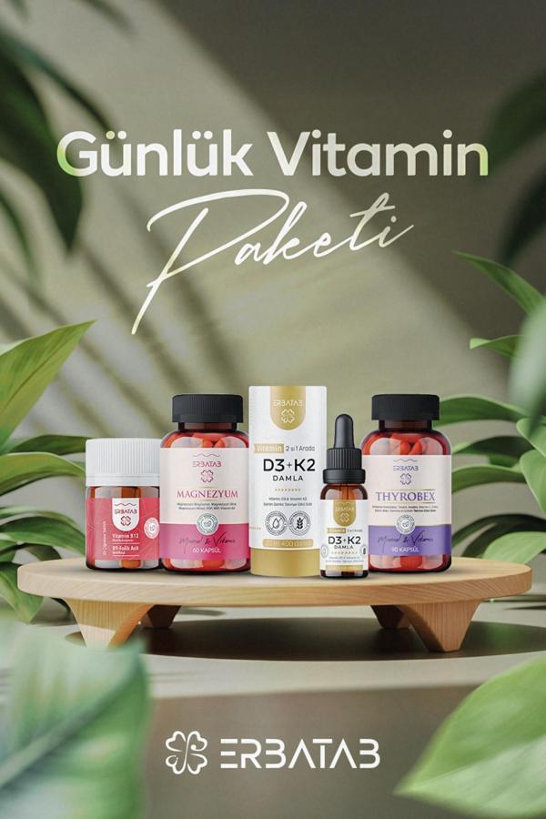Erbatab Günlük Vitamin Paketi(Thyrobex, D3K2, B12, Magnezyum) - Image 1