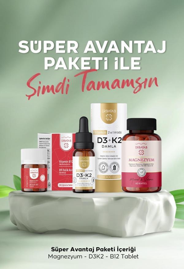 Erbatab Süper Avantaj Paketi ( D3K2, B12-B9, Magnezyum ) - Image 1