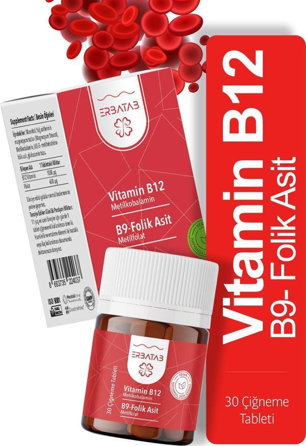 Erbatab Vitamin B12- Folik Asit B9-Metilkobalamin-Metilfolat - Image 1