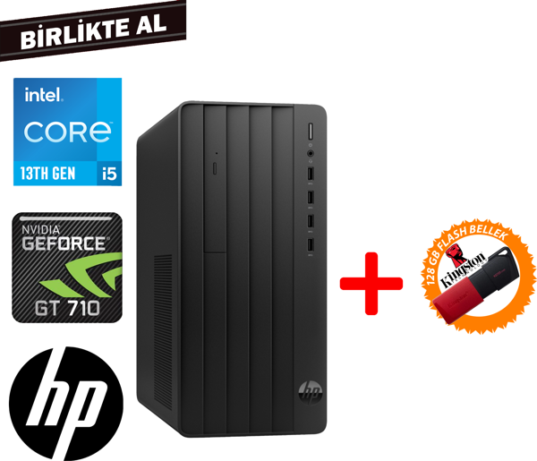 HP Pro 290 G9 i5-13500 8GB 512GB SSD 4 GB GT710 Freedos Masaüstü PC + 128 GB Flash Disk 624A6ET 075 - Image 1