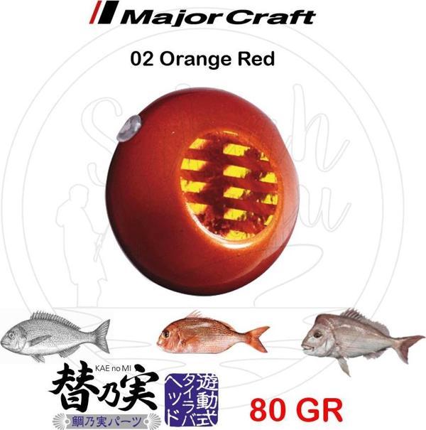 Major Craft TM-Head Slider Tai Rubber Jig 80gr #02 Orange Red - Image 1