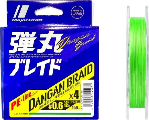Major Craft Dangan Braid 4X İp Misina PE 0.6 0.10mm 12lb/4.8kg 150mt Yeşil - Image 1