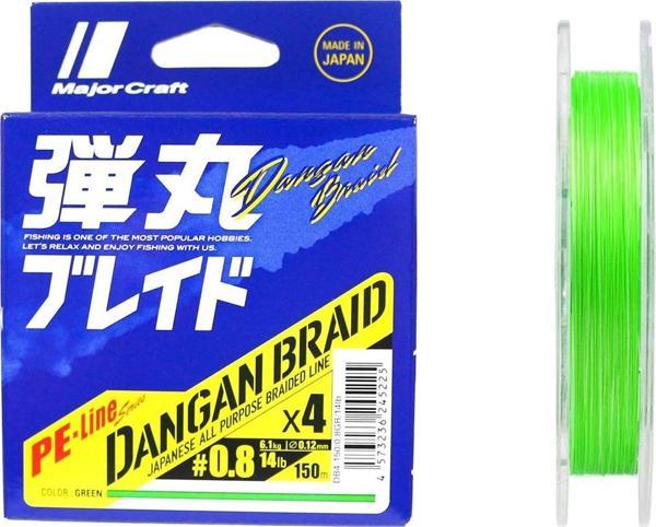 Major Craft Dangan Braid 4X İp Misina PE 0.8 0.12mm 14lb/6.1kg 150mt Yeşil - Image 1