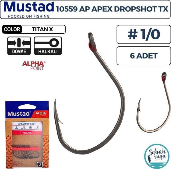 Mustad 10559 AP Apex Dropshot Olta İğnesi TX #1/0 (6 Adet) - Image 1