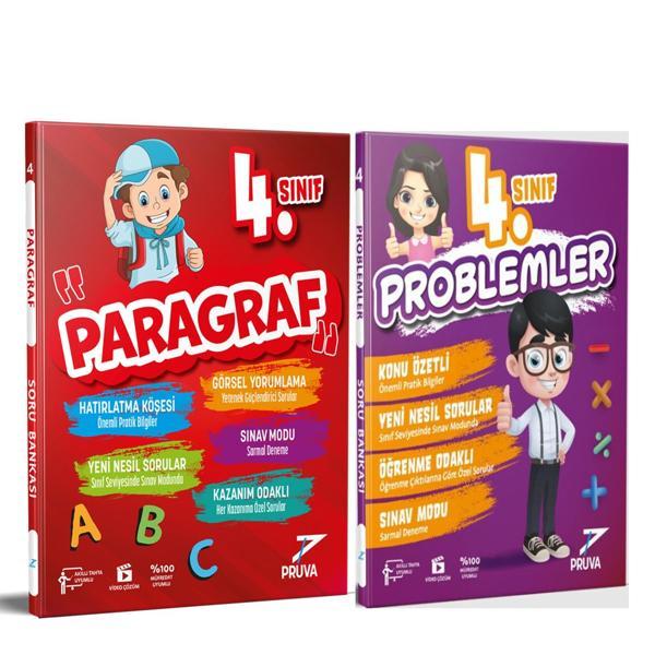 Pruva Akademi 4. Sınıf Paragraf ve Problemler Soru Bankası Seti 2 Kitap - Pruva Akademi - Image 1