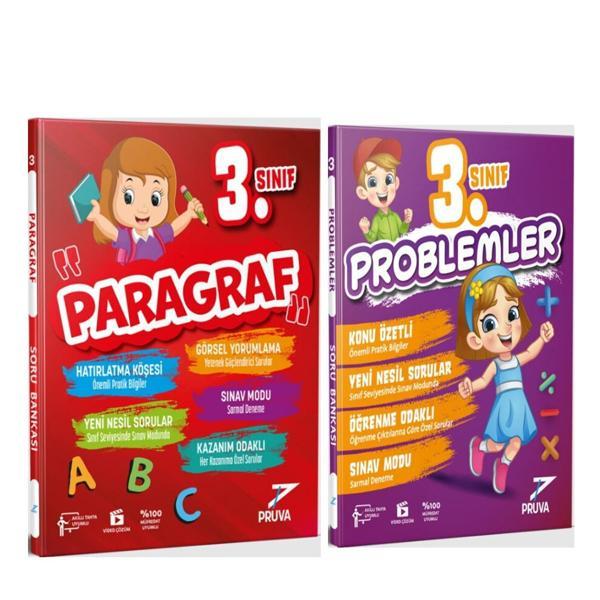Pruva Akademi 3. Sınıf Paragraf ve Problemler Soru Bankası Seti 2 Kitap - Pruva Akademi - Image 1