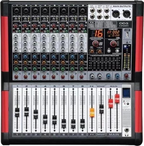 DDS D-8P2000 FX USB-SD-Bluetooth Destekli 2x1000 Watt 8 Kanal Power Mixer - Image 1