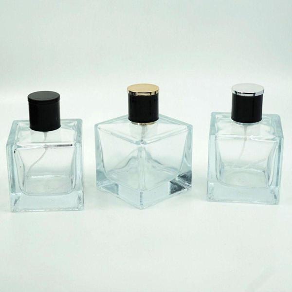 D&B Yol Boş Parfüm Şişesi 100 Ml (3 Adet) Şeffaf Küp Model (Aparat İle Kapatılan-Kolay Kapama) Boş Şişe - Image 1