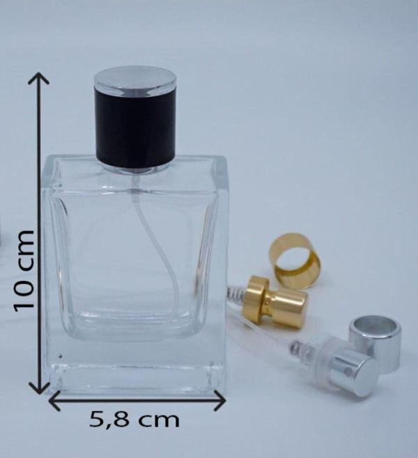 D&B Yol Kolay Kapama Aparatı Ve Boş Parfüm Şişesi 50 Ml (10 Adet) Küçük Kare (Aparat İle Kapatılan-Kolay Kapama) Boş Şişe - Image 1