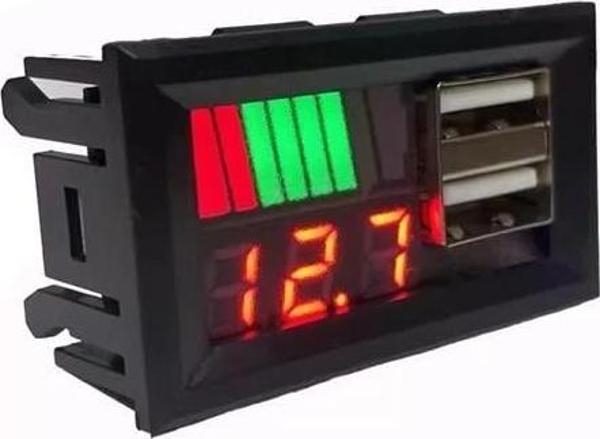 PowerMaster IC278C Dijital Voltmetre USB Çıkışlı Akü Göstergeli DC 12Volt Aküler İçin - Image 1