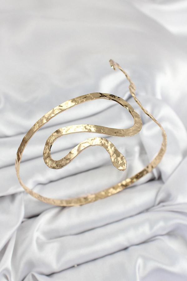 Pirinç Yılan Model Gold Renk Kadın Pazu Bileklik - EBJ250726W36792 - Image 1