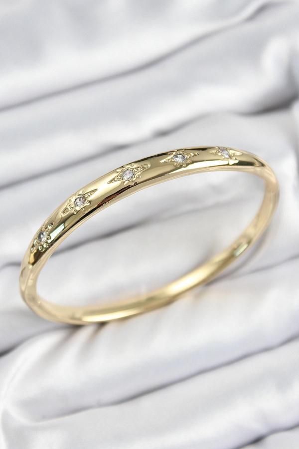 Pirinç Zirkon Taşlı Kutup Yıldızı Model Gold Renk Kadın Kelepçe - EBJ250726W36838 - Image 1