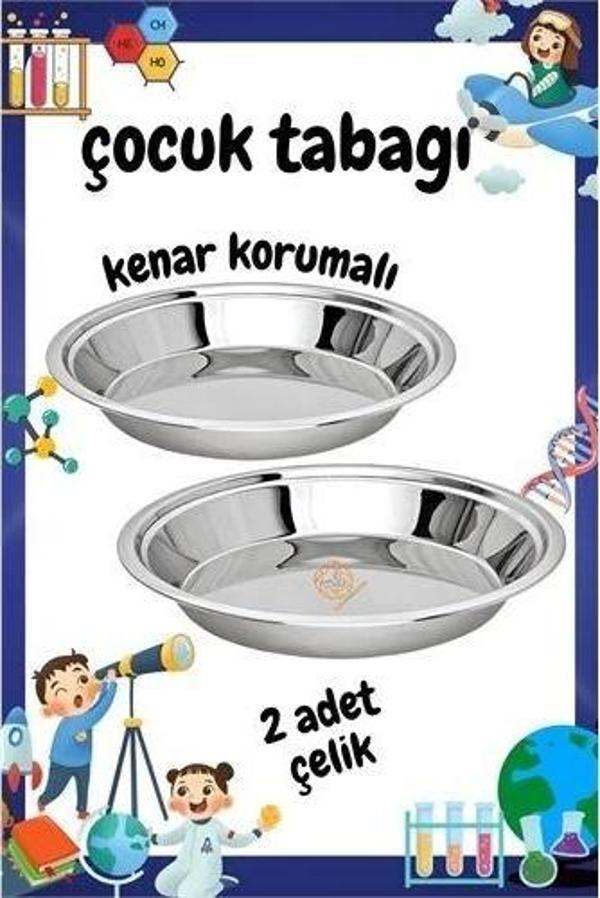 BUĞZ Çocuk Tabağı Güvenli Kenarlı Çelik 2 Adet 21 cm - Image 1
