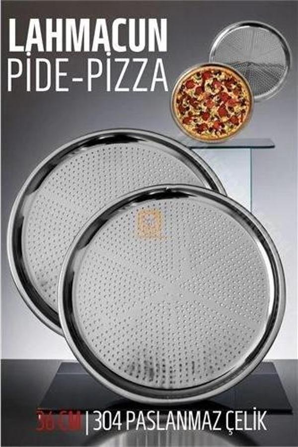 BUĞZ Lahmacun Pizza Pide Pişirme Tepsisi 36 CM 2 li SET - Image 1