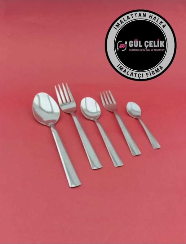 Gül Çelik Çatal Kaşık Seti 6 Kişilik 30 Parça 18/0 Kalite 1Mm - Image 1