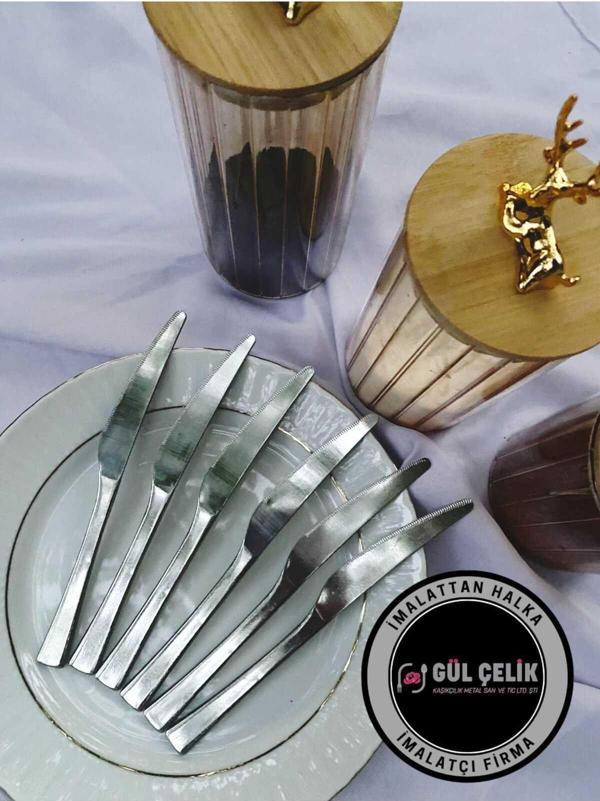 Gül Çelik Yemek Bıçağı 3 Mm 12 Parça 12 Kişilik 18/0 Kalite - Image 1