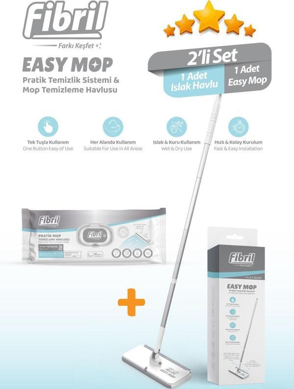 Fibril Easy Mop Pratik Temizlik Sistemi + 1 Paket Temizleme Havlusu 40 Yaprak - Image 1