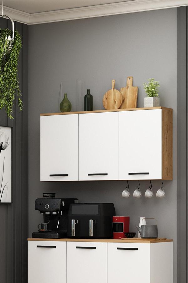 Smart Kahve Köşesi Airfry Dolabı Üst Modül Çok Amaçlı Erzak Dolabı SepetBeyaz - Image 1