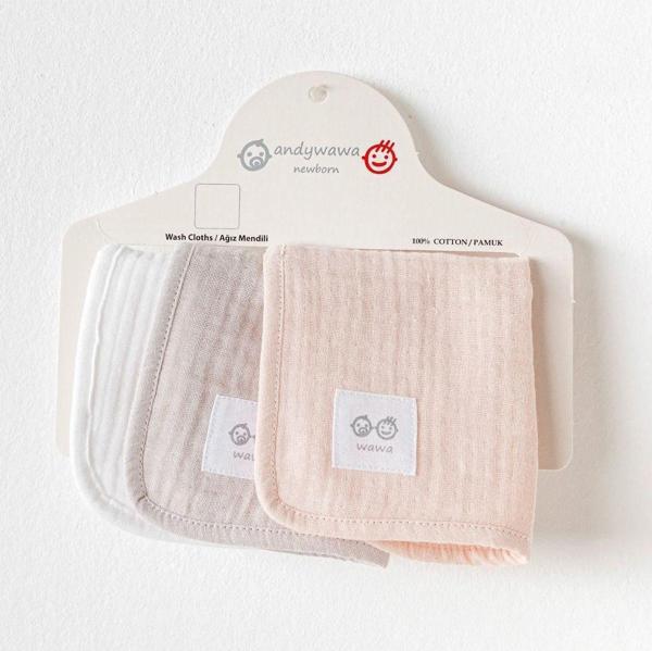 BEBEK AĞIZ MENDİLİ 3 PCS WASHCLOTHS 20X20CM MUSLIN HOME - Image 1