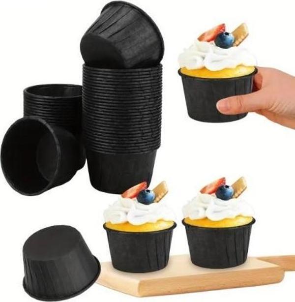 Cupcake/Muffin /Suffle Kek Kapsülü Siyah 50 Li - Image 1