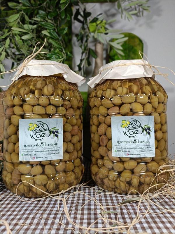 Galatia Cvz Aydın Yöresi Memecik Cinsi Sofralık Tatlandırılmış Çizik Zeytin (3+3 Kg) - Image 1