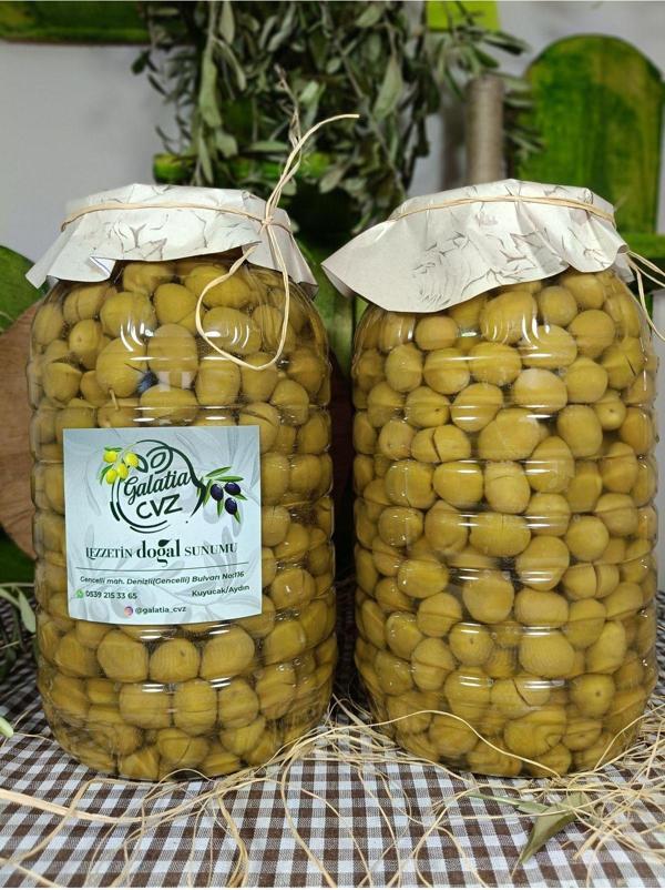 Galatia Cvz Aydın Yöresi Manzalina Cinsi Sofralık Tatlandırılmış Kırma Yeşil Zeytin (2+2 Kg) - Image 1