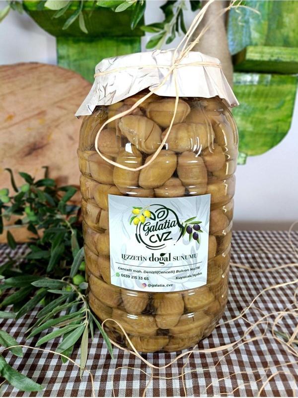 Galatia Cvz Aydın Yöresi Kalamata Cinsi Sofralık Tatlandırılmış Kırma Yeşil Zeytin (2 Kg) - Image 1
