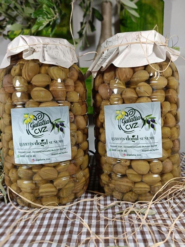 Galatia Cvz Aydın Yöresi Memecik Cinsi Sofralık Tatlandırılmış Çizik Zeytin (2+2 Kg) - Image 1