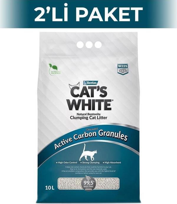 Cat's White Aktif Karbonlu Kedi Kumu 10 lt 2 Adet - Image 1